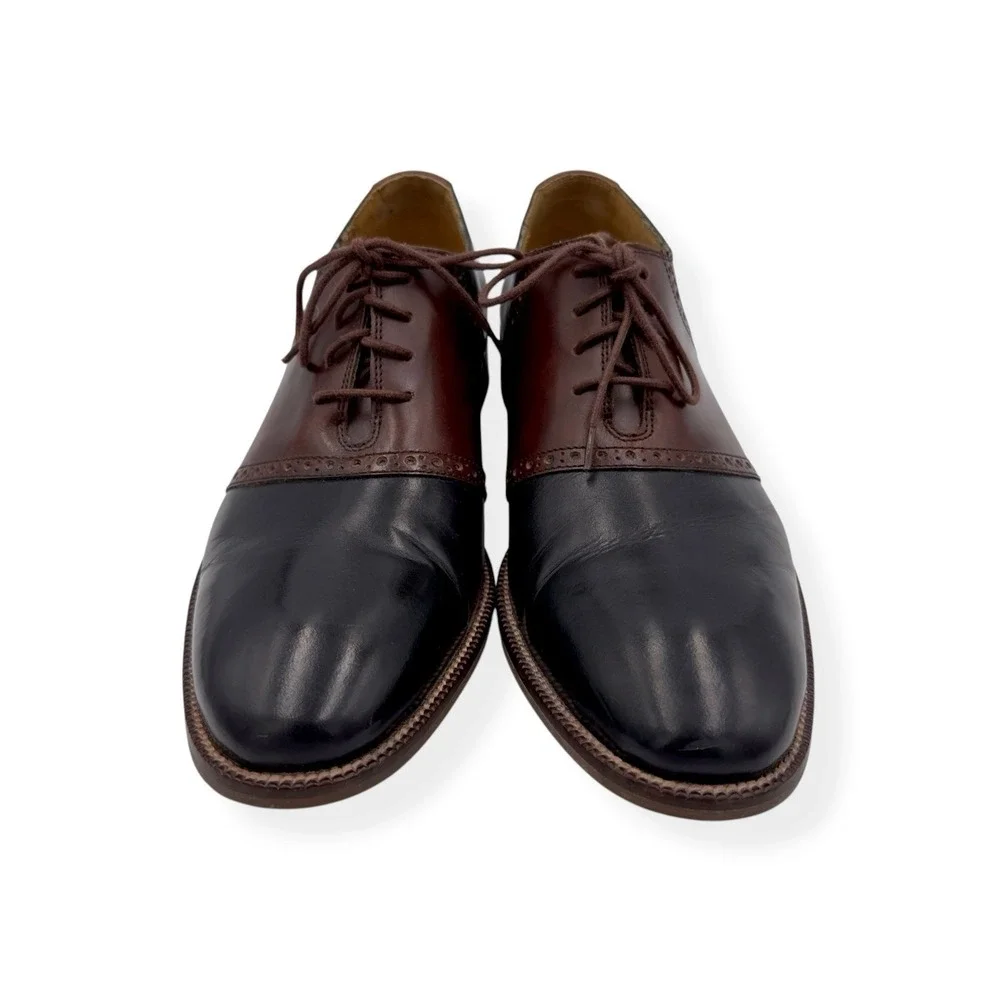 Cole Haan Williams II Leather Saddle Oxford Dress Shoes Men's 9.5 M Black Brown